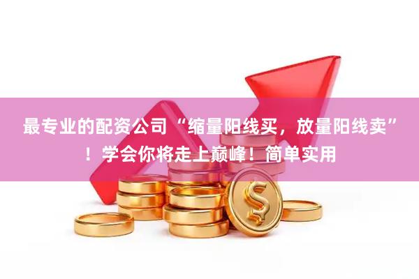 最专业的配资公司 “缩量阳线买，放量阳线卖”！学会你将走上巅峰！简单实用